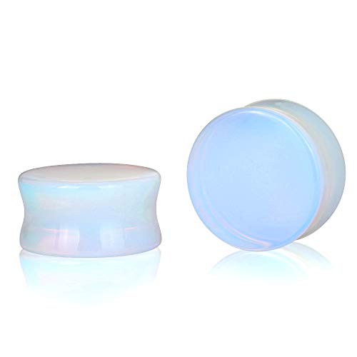 Stuppendux Opal Protein Stone Flared Flexied Ear Tunnels Expander Plugs Stretcher Kit Gauge 4g 5MM