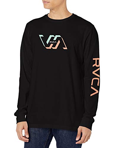 RVCA mens Graphic Long Sleeve Crew Neck Tee T Shirt, Facets L/S/Black, Large US