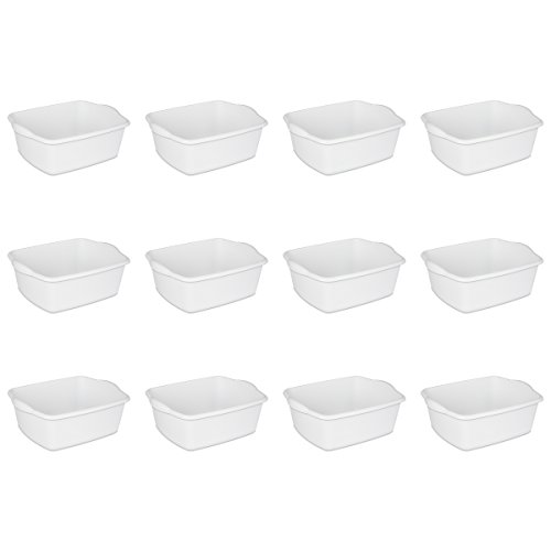 Sterilite 12-Quart Dish Pan, White, 12-Pack