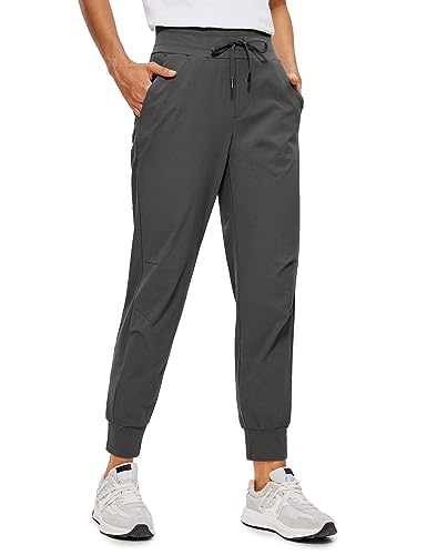 CRZ YOGA Athletic High Waisted Joggers for Women 27.5' - Lightweight Workout Travel Casual Outdoor Hiking Pants with Pockets Mountain Green Large