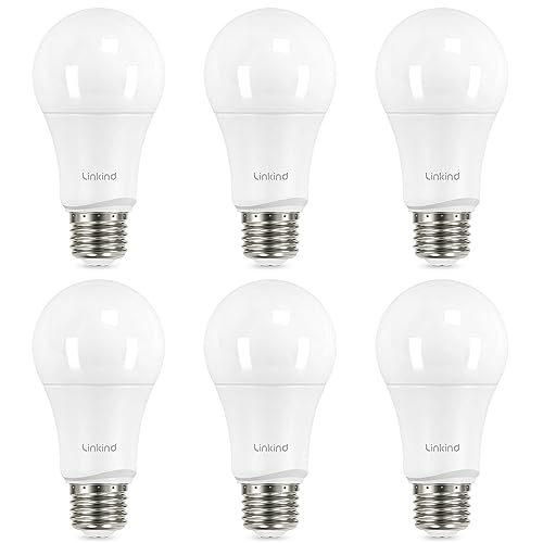 Linkind A19 LED Light Bulbs Dimmable, 100W Equivalent, 2700K Soft White, 15.5W 1600 Lumens 120V Bulbs, E26 Standard Base, UL Listed, Lighting for Bedroom Living Room Home Office,6 Packs