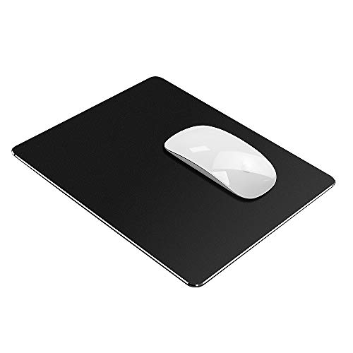 Hard Black Metal Aluminum Mouse Pad Mat Smooth Magic Ultra Thin Double Side Mouse Mat Waterproof Fast and Accurate Control for Gaming and Office(Small 9.05X7.08 Inch)