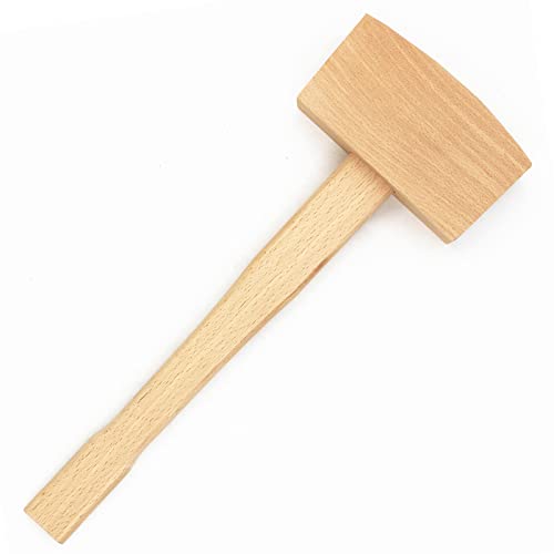 WEICHUAN 5' Unfinished Beech Wood Mallet Ice Hammer Mallet - Solid Beechwood Damage-Free Striking Woodworking Carving Mallet Woodworking Hand Tool