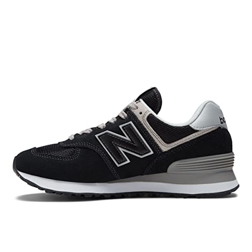 New Balance womens 574 V3 Sneaker, Black/White, 7.5 US