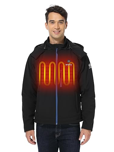 ORORO Men's Heated Jacket with Detachable Hood and Battery Pack (Black/Blue, M)