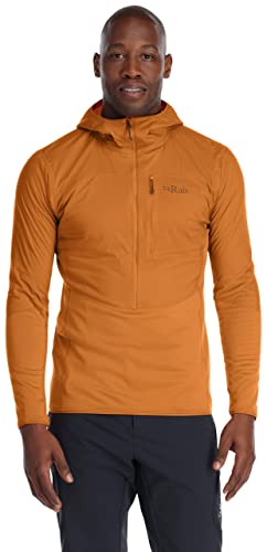 RAB Men's Ascendor Summit Hoody Fleece Half-Zip Jacket for Climbing, Skiing, Backcountry Touring, and Mountaineering - Marmalade - Medium