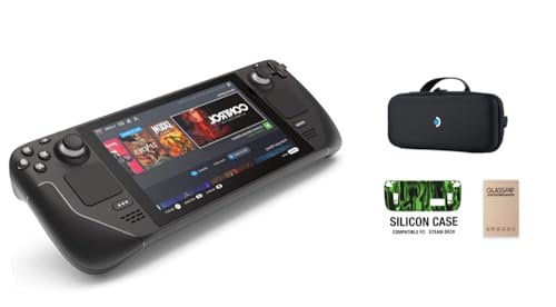 Valve Steam Deck 512GB Handheld Gaming Console with Carring Case, 1280 x 800 LCD Display, Bundle Silicone Soft Cover Protector & Tempered Glass Film