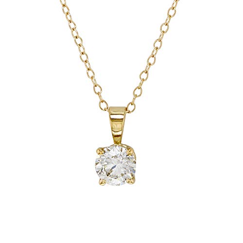 14K Yellow Gold Lab-Grown Diamond Solitaire Necklace (0.75 Ct, I-J Color, VS2-SI1 Clarity) 18'