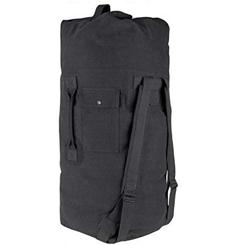 Farm Blue 2 Strap Top Load Military Duffle Bag - XL Duffel - Heavy Army Cotton Canvas - Travel Bag For Men and Women, Dorm Rooms, Summer Camp, even Navy Seals! Tactical Gear Sack - 22' x 38' Black