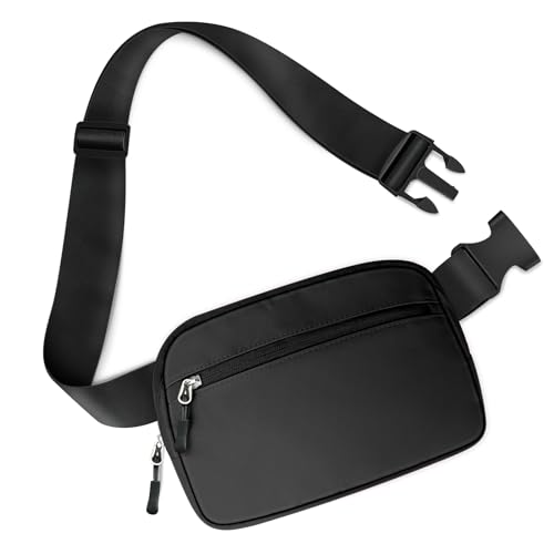 TORRYZA 2L Capacity Cross Body Fanny Packs for Women Men with Adjustable Strap, Lightweight Everywhere Belt Bag Crossbody Bags for Travel Sports Running Workout (Black）