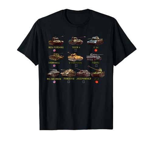 Top Ten Best WW2 Tanks M4 Sherman Panzer IV Tiger II T-34 T-Shirt