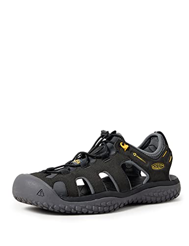 KEEN Men's SOLR High Performance Sport Closed Toe Water Water Shoe, Black/Gold, 12 US