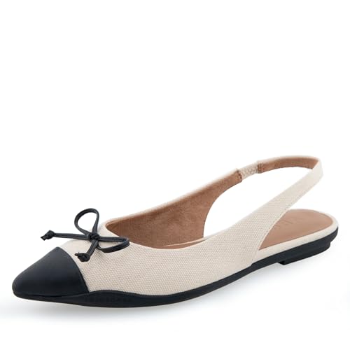 Aerosoles Women's Donna Ballet Flat, Cream Canvas, 9