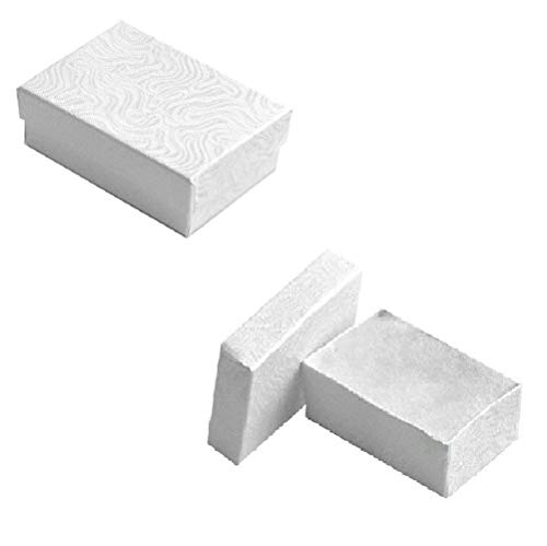 RJ Displays- 25 Pack Cotton Filled White Jewelry Box for Pendant, Charm, Bracelet, Anklet, Ring, Earring, Necklace Chain Jewelry and Small Gift 2 5/8' x 1 1/2' x 1' (67 x 40 x 25 mm)-Size #21
