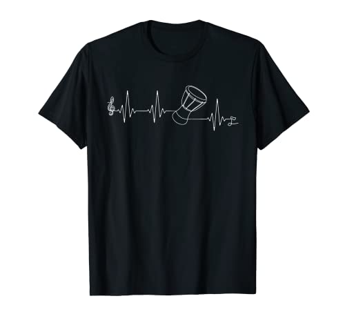 Djembe Drum Player Heartbeat Single Line for African Drum T-Shirt