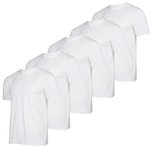 Real Essentials Mens Quick Dry Dri Fit Short Sleeve Active Wear Training Athletic Crew T-Shirt Gym Wicking Tee Workout Casual Sports Running Tennis Exercise Undershirt Top, Set 9, XL, Pack of 5