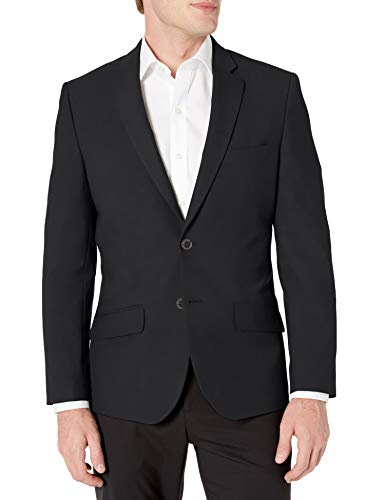 Amazon Essentials Men's Long-Sleeve Button-Front Slim-Fit Stretch Blazer, Black, 46