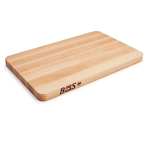 John Boos Chop-N-Slice Maple Wood Cutting Board for Kitchen Prep, 1' Thick, Small, Edge Grain, Rectangle Charcuterie Boos Block, 16' x 10', Reversible
