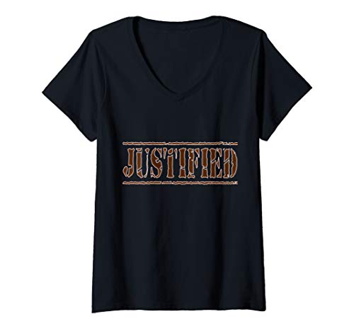 Womens Justified Shirt Western Justified Weathered Distressed Style V-Neck T-Shirt