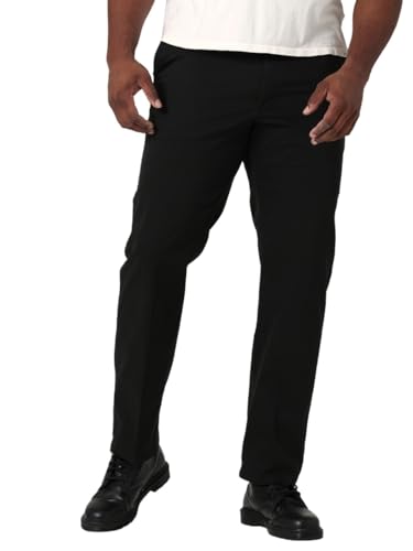 Lee Men's Big & Tall Extreme Motion Flat Front Regular Straight Pant Black 52W x 32L