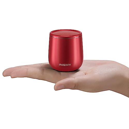 INSMY Small Bluetooth Speaker, Waterproof Mini Portable Wireless Speaker, Punchy Bass Rich Audio Stereo Pairing, Handheld Pocket Size, Built in Mic for Hiking Biking Gift Laptop Tablet (Red)