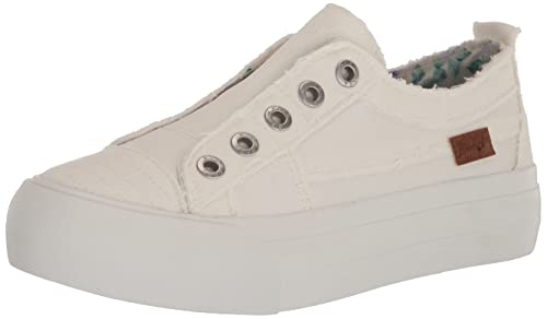 Blowfish Malibu Women's Sadie Sneaker, White Smoked 16oz Canvas, 9
