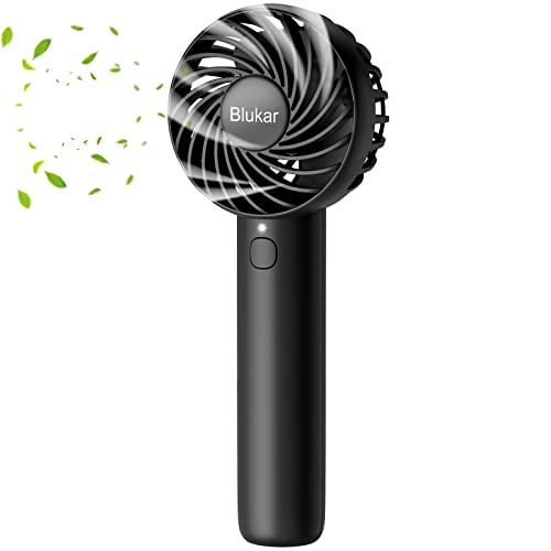 Blukar Mini Handheld Fan, Portable USB Rechargeable Fans with Detachable Base&3 Speeds- Powerful Wind Design Electric Powered Personal Mini Fan Desk Desktop Fans for Home Office Travel Outdoor- Black
