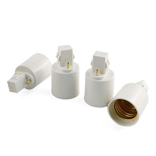 E-outstanding GX23 to E27/E26 Lamp 2Pin Holder Socket Base for LEDs Halogen lamps Filaments or CFL bulbs, Pack of 4