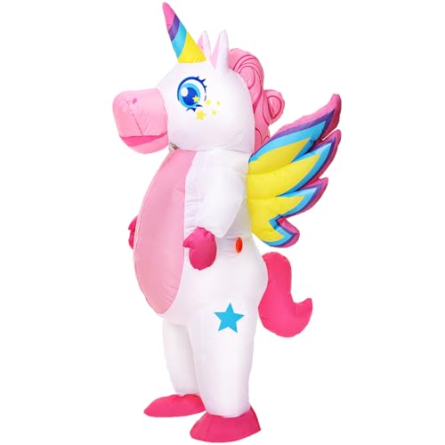KOOY Inflatable Unicorn Costume Adult Inflatable Costume Adult Size Winged Unicorn Costume Adult Full Body Blow up Costume Halloween Costume Men Women