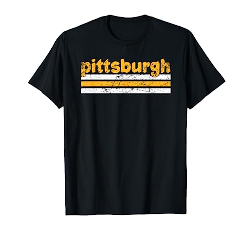 Pittsburgh Pennsylvania Three Stripe Vintage Weathered T-Shirt