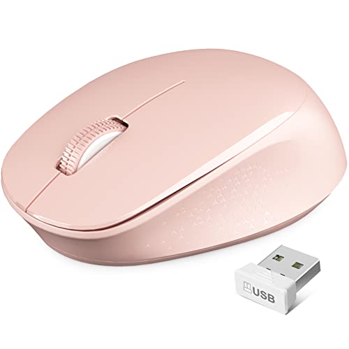 Trueque Wireless Mouse E702 2.4GHz Portable Computer Mouse with USB Receiver, Comfortable Silent Mice for Laptop, Chromebook, PC, Notebook, Desktop, Windows, Mac (Pink)