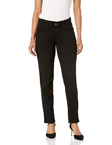 Democracy Women's Petite Ab Solution Straight Leg Jean, Black, 14P