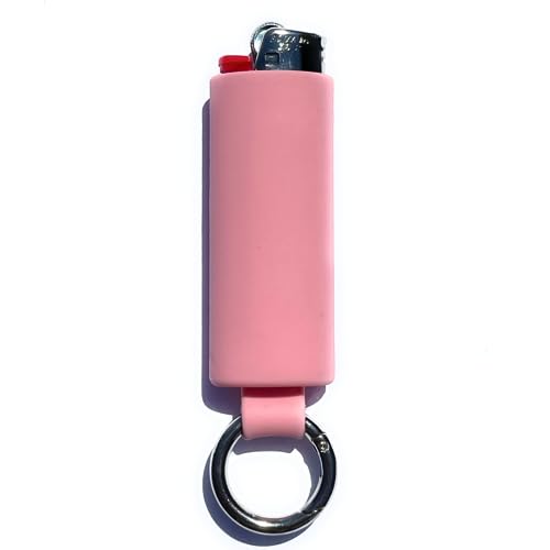 Pink Lighter Holder with Keychain Spring Clip | 16 Colors | Pink BIC Lighter Case for J6 BIC Lighters | Lighter Keychain Accessories | Lighter Not Included (Pink)