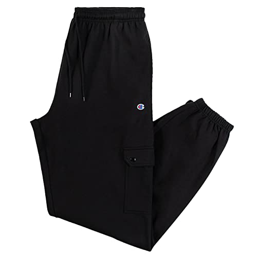 Champion Mens Joggers with Cargo Pockets – Big and Tall Sweatpants for Men Black