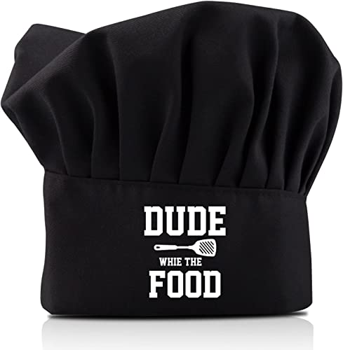 Jumsky Dude with The Food Chef Hat Funny BBQ Chef Wear Adjustable Kitchen Cooking Hat for Men & Women Black