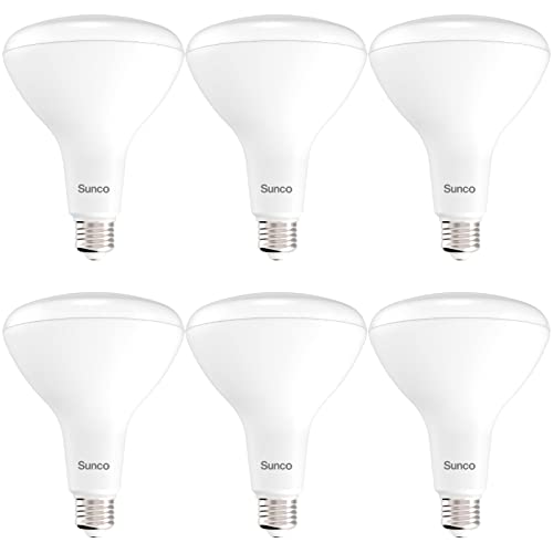 Sunco Lighting - 6 Pack BR40 Light Bulbs, LED Indoor Flood Light, Dimmable, CRI94 3000K Warm White, 100W Equivalent 17W, 1400 Lumens, E26 Base, Indoor Residential Recessed Can Lights,High Lumens - UL