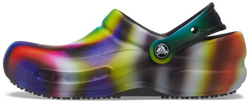 Crocs Unisex Bistro Graphic Clogs, Slip Resistant Work Shoes, Neon Tie Dye, Numeric_8 US Women
