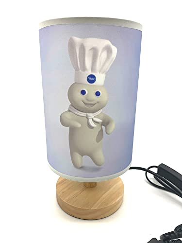 Pillsbury Doughboy Table Lamp Bedside Night Light Wood Base Room Decoration or Great Gift Ideas