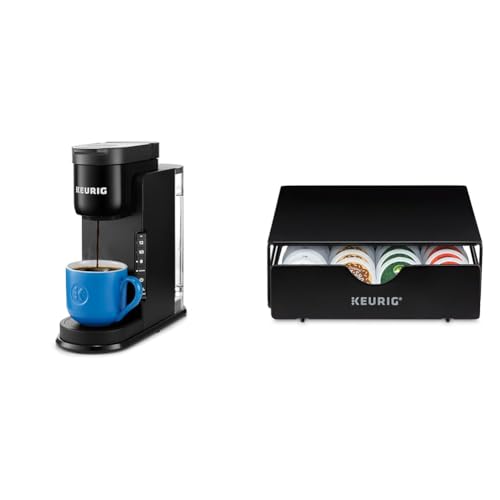 Keurig K-Express Coffee Maker, Single Serve K-Cup Pod Coffee Brewer, Black, 12.8” L x 5.1” W x 12.6” H & Slim Non-Rolling Storage Drawer, Coffee Pod Storage, Holds up to 24 K-Cup Pods, Black