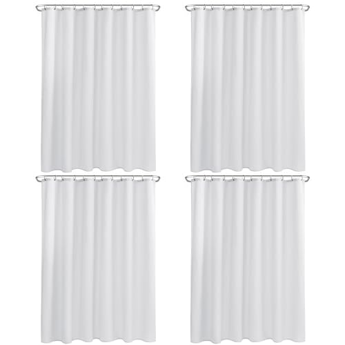 Nasitos Fabric Shower Curtain Liners 4 Pack - W72 x H72 - Washable & Water Resistant Cloth Shower Liner for Bathroom, Soft Hotel Quality, Standard Size (White, Include 8 Separate Magnets)