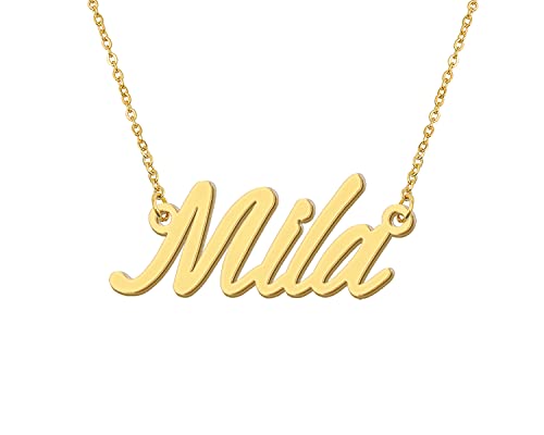 Aoloshow Mila Name Necklace for Best Friend Gold Womens Jewelry Gift for Sister