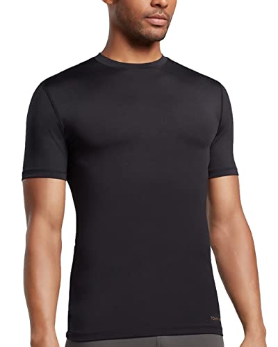 Tommie Copper Men’s Core Compression Short Sleeve Crew Neck Shirt | UPF 50, Breathable Base Layer for Sports, Gym & Support - Black - Small