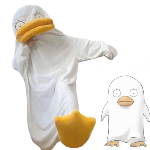 MaveRy Anime Elizabeth Duck Robe Gintama Nightgown Unisex Funny Pajamas Flannel Blanket Bathrobe for Kid Women Men Free Shoes (L)
