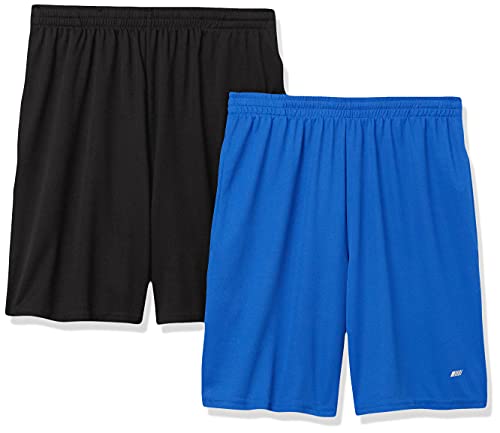 Amazon Essentials Men's Performance Tech Loose-Fit Shorts (Available in Big & Tall), Pack of 2, Black/Royal Blue, XX-Large