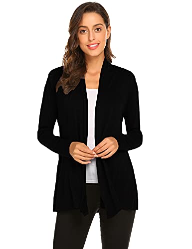 Newchoice Women's Long Lightweight Wrap Cardigans Sweaters Open Front Regular Plus Size (Black, XXL)