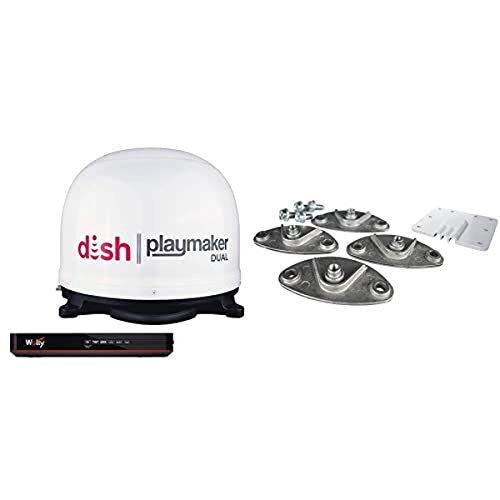 Winegard PL8000R Dish Playmaker Dual Portable Automatic Satellite Antenna with Dish Wally HD Receiver and Roof Mount Kit