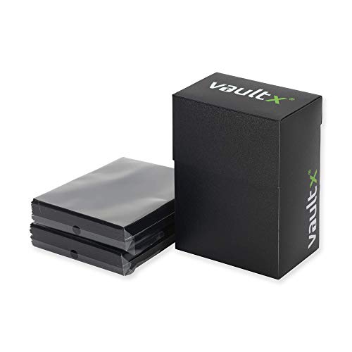 Vault X Deck Box and 100 Black Card Sleeves - Medium Size for 70-80 Sleeved Cards - PVC Free Card Holder for TCG (Medium + 100)