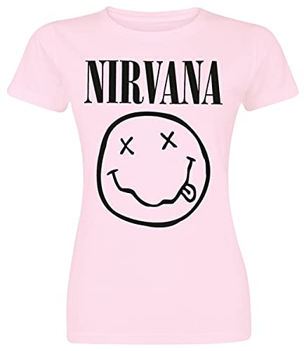 Nirvana T Shirt Classic Band Logo Official Womens Junior Fit Pink Size XL