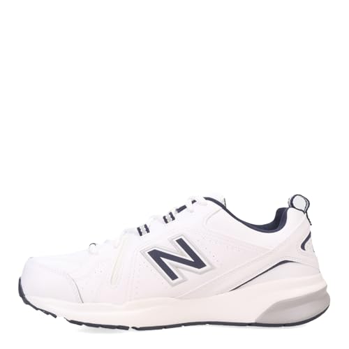 New Balance Men's 608 V5 Casual Comfort Cross Trainer, White/Navy, 9 Wide