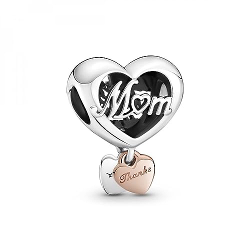 Pandora Thank You Mom Heart Charm Bracelet Charm Moments Bracelets - Stunning Women's Jewelry - Gift for Women - Made Rose & Sterling Silver